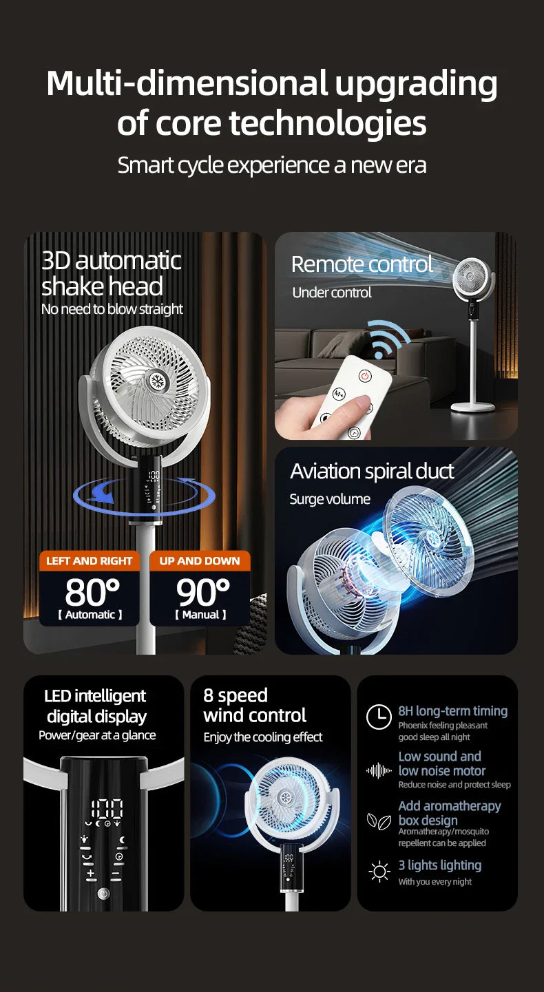 Smart Oscillating Floor Fan  Remote Control  8-Speed Settings - Product detail 7