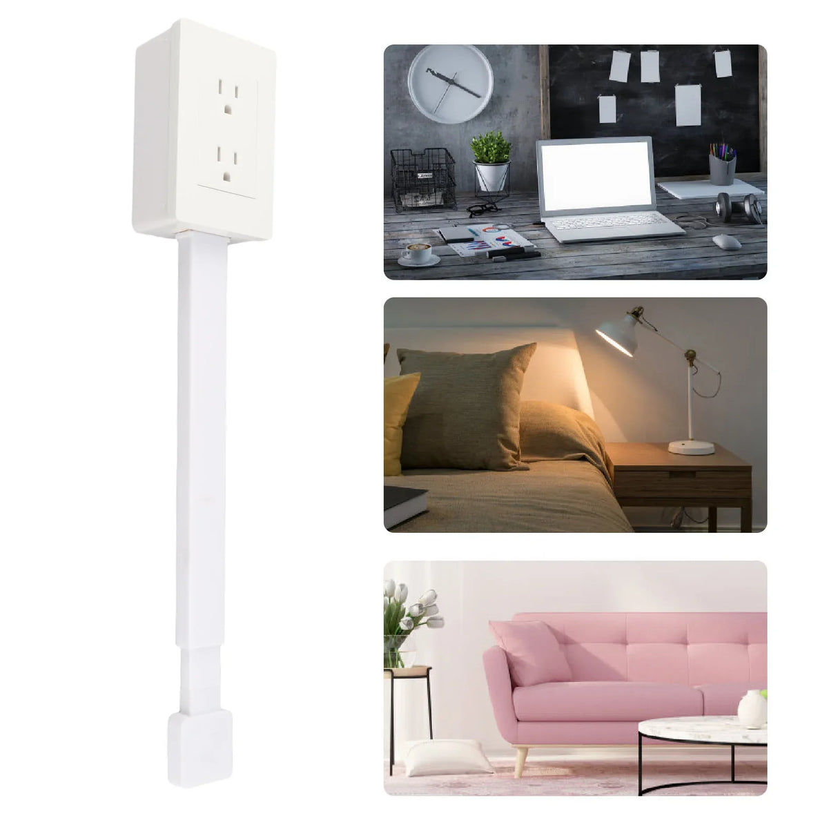 Flexible Power Strip  Extendable 22-34 Inch with Rotating Base - Detailed view