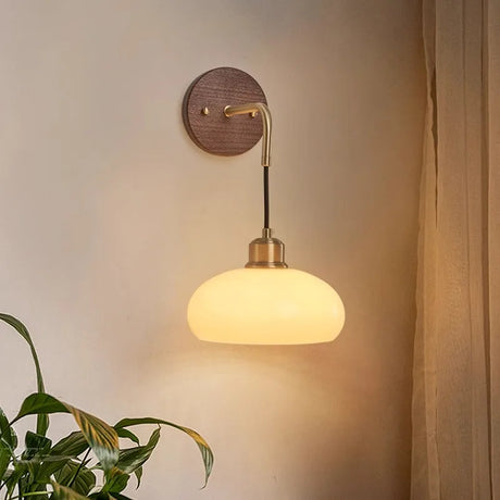 Modern Wall Lamp  Walnut Wood  Brass Fixture - Product example
