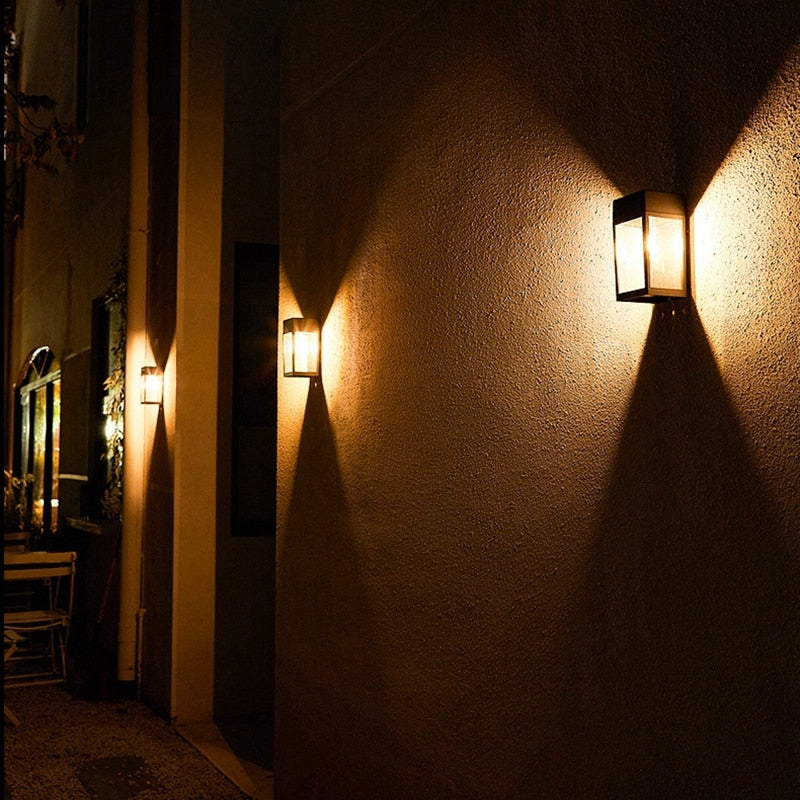 Modern Garden Wall Lamp  Solar Powered Glass Panel Design - Product example