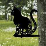 Metal Garden Cat Decor  Floral Silhouette Design - Product detail 5