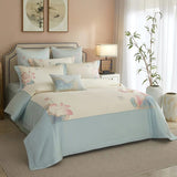 Lotus Floral Bedding Set  Egyptian Cotton Duvet Cover - Detailed view