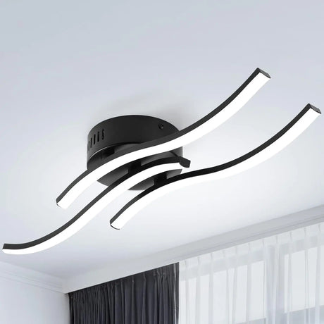 Modern LED Ceiling Light  Triple Wave Design Black Frame - Product showcase