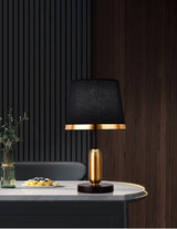 Modern Table Lamp  Black Shade Gold Trim Design - Detailed view