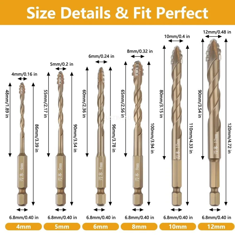 Professional Masonry Drill Bit Set  Titanium-Coated Multi-Surface Kit - Product example