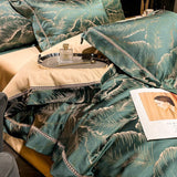 Tropical Luxury Bedding Set  Egyptian Cotton Leaf Pattern - Detailed view