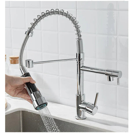 Professional Kitchen Faucet  Spring Pull Down Design Gold Brass Finish - Product detail 10