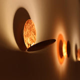 Modern Eclipse Wall Light  Gold Metal Solar Design - Detailed view