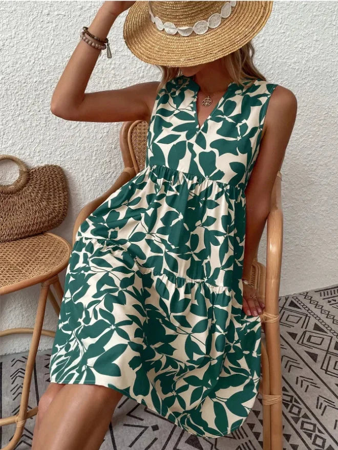 Summer Floral Dress  V-Neck Tiered Cotton Design - Product detail 24