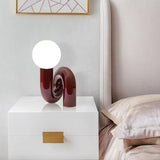 Modern Spiral Table Lamp  Metallic Red Glass Globe Design - Product detail 10