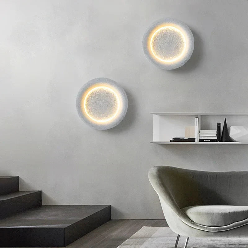 Modern Moon Wall Light  Wabi Sabi Textured Design - Detailed view
