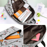 Kawaii Cat Pattern Backpack  Canvas School Bag With Fish Bone Print - Detailed view
