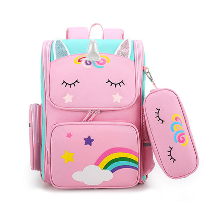 Kids Unicorn School Backpack  Rainbow Design With Matching Pencil Case - Product showcase
