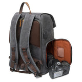 Vintage Camera Backpack  Canvas  Leather USB Travel Bag - Product example