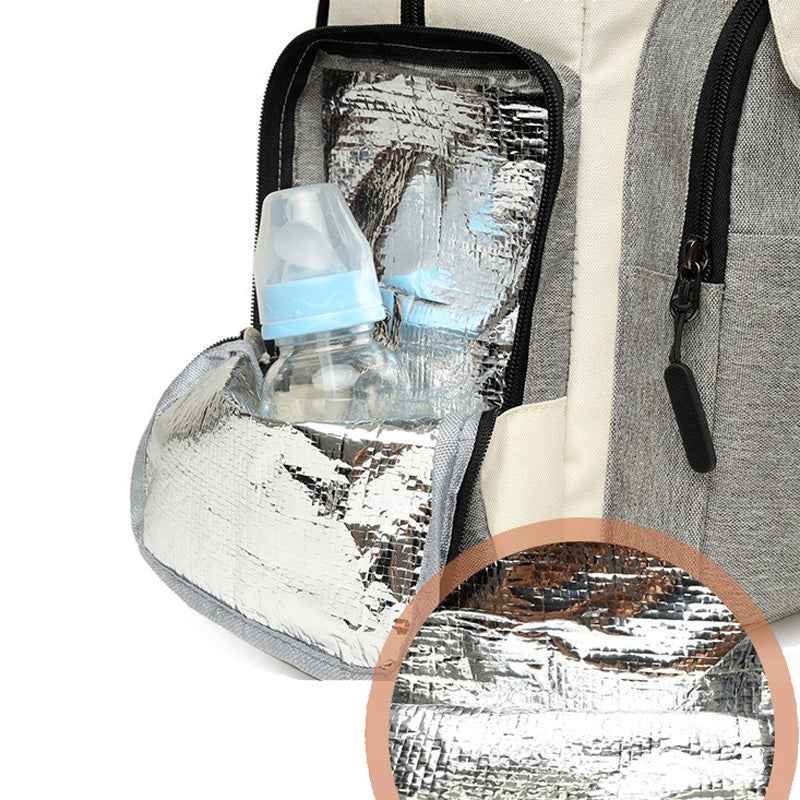 Insulated Diaper Backpack  Modern Two-Tone Design With Storage Pouch - Detailed view