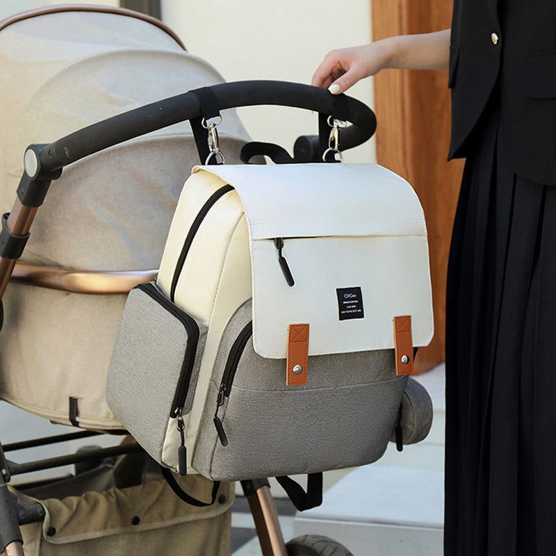 Insulated Diaper Backpack  Modern Two-Tone Design With Storage Pouch - Product example
