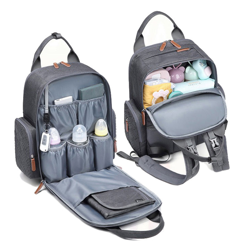 Quilted Diaper Backpack  Multi-Storage Travel Design - Detailed view