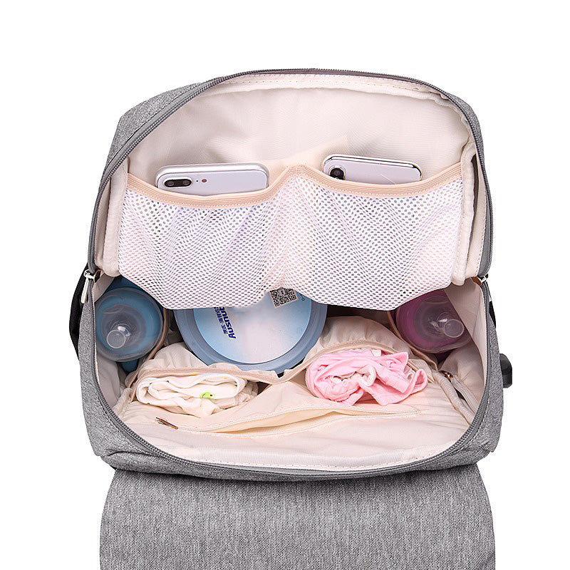 Multi-Function Diaper Backpack  Canvas With Leather Accents - Detailed view