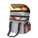 Insulated Cooler Bag  Expandable Grey Travel Tote - Detailed view