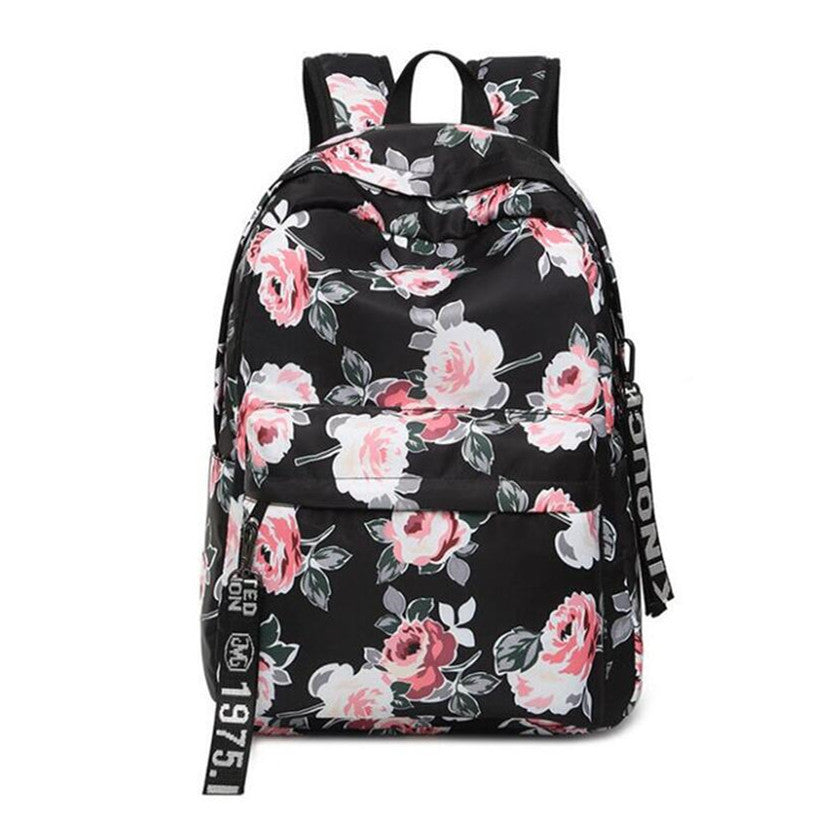 Kawaii Cat Pattern Backpack  Canvas School Bag With Fish Bone Print - Product example