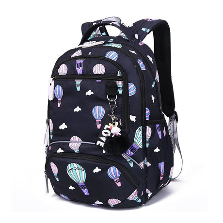 Floral School Backpack  Pink Botanical Print With Pom Charm - Product detail 4