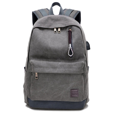 Canvas Student Backpack  USB Charging Port  Durable Design - Product showcase