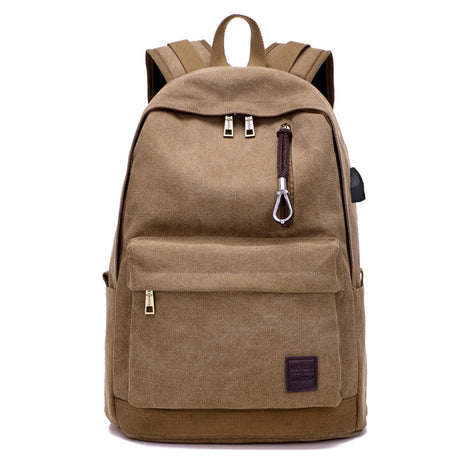 Canvas Student Backpack  USB Charging Port  Durable Design - Product detail 5