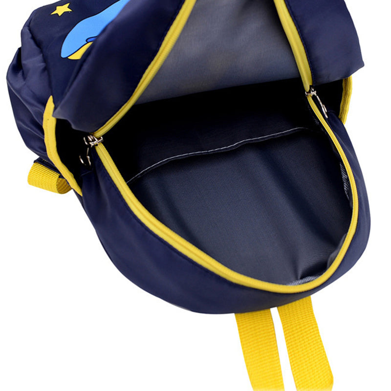 Kids Dinosaur Backpack  Navy Blue With Yellow Accents - Detailed view