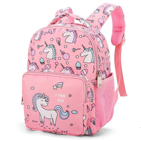 Kids Unicorn Backpack  Pink Fantasy Pattern With Inspirational Message - Product showcase