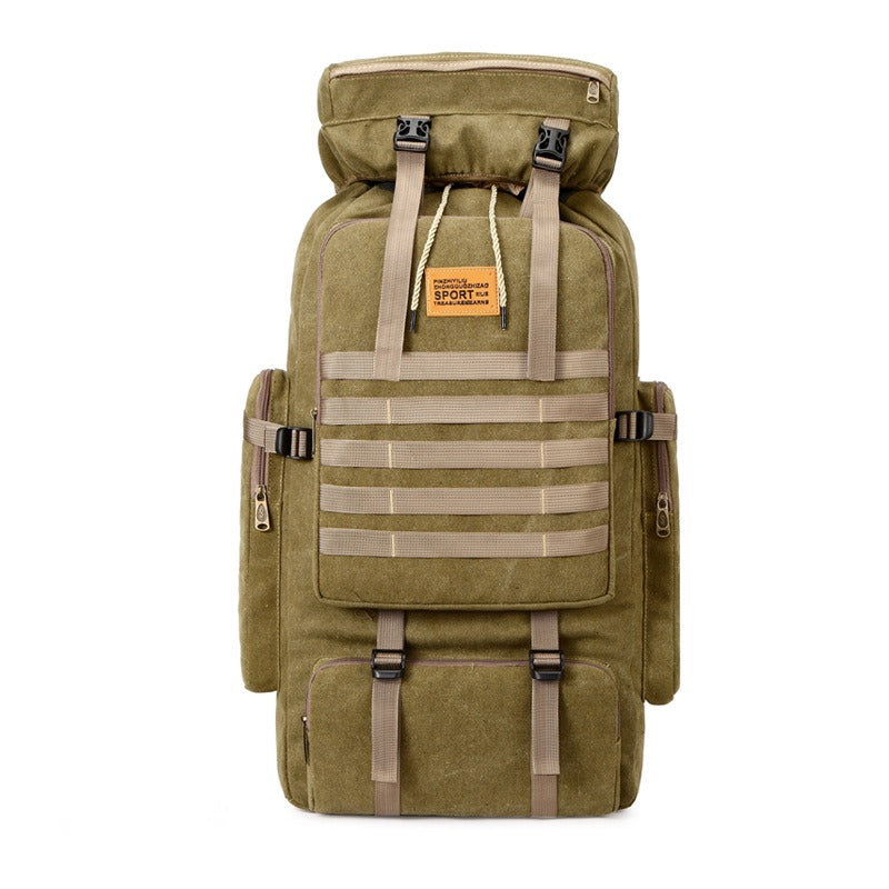 Military Canvas Backpack  80L Tactical Outdoor Rucksack - Product showcase