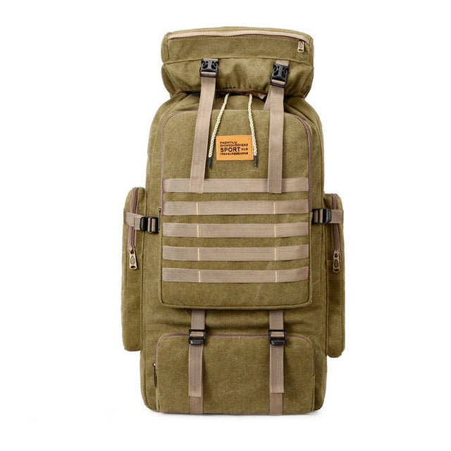 Military Canvas Backpack  80L Tactical Outdoor Rucksack - Product showcase