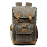 Canvas Camera Backpack  Vintage Waxed Cotton With Leather Trim - Product detail 6