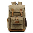 Canvas Camera Backpack  Vintage Waxed Cotton With Leather Trim - Product showcase