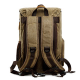 Canvas Camera Backpack  Vintage Waxed Cotton With Leather Trim - Product detail 4