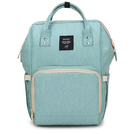 Modern Diaper Backpack  Insulated Bottle Compartment Mint Green - Product showcase
