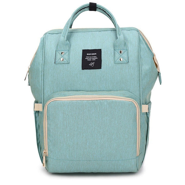 Modern Diaper Backpack  Insulated Bottle Compartment Mint Green - Product showcase