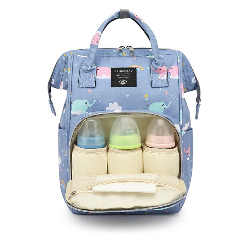 Kids Waterproof Backpack  Elephant Rainbow Pattern Diaper Bag - Detailed view