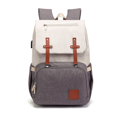 Multi-Function Diaper Backpack  Canvas With Leather Accents - Product showcase