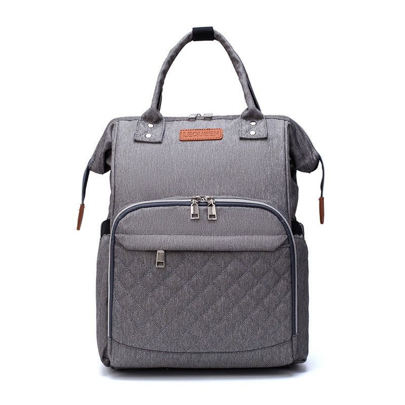 Quilted Diaper Backpack  Insulated Bottle Compartment - Product showcase