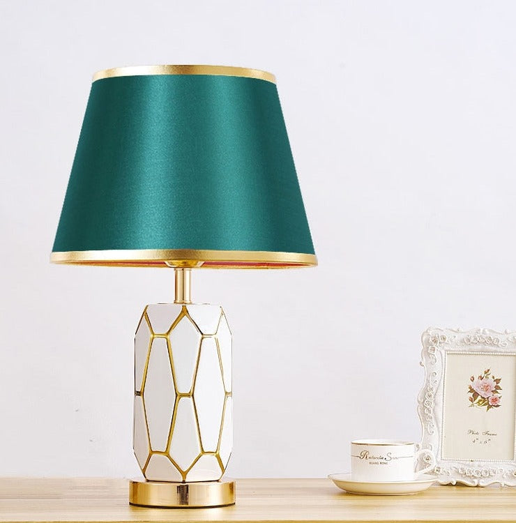 Geometric Table Lamp  White Ceramic with Gold Trim - Product detail 7