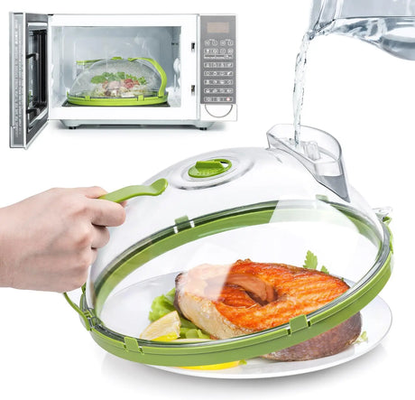 Microwave Food Cover  Steam Vent Splatter Guard With Handle - Product showcase