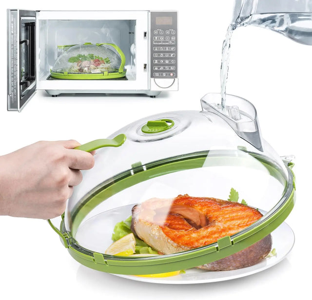 Microwave Food Cover  Steam Vent Splatter Guard With Handle - Product showcase