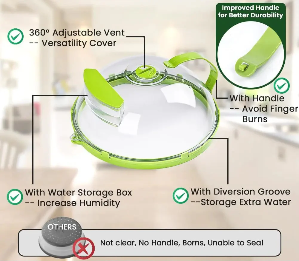 Microwave Food Cover  Steam Vent Splatter Guard With Handle - Product detail 6
