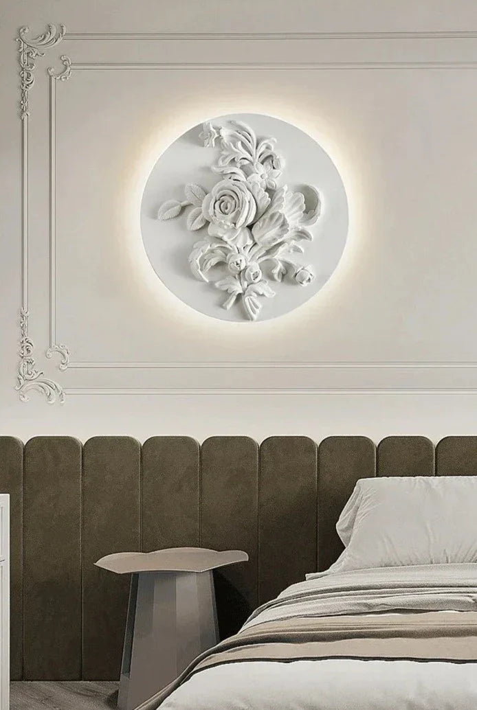 Vintage Wall Lamp  French Round Floral Relief Design - Product detail 7