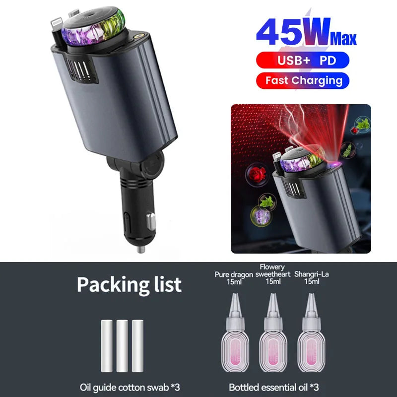 Smart Car Charger  LED Star Projector With Air Freshener - Product example