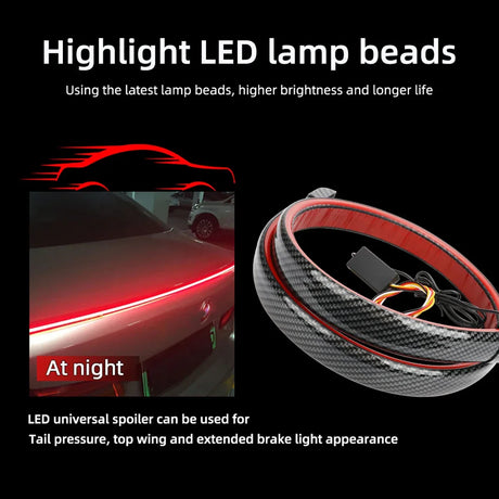 LED Car Spoiler Light  Carbon Fiber Strip With Brake Function - Product showcase