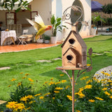 Copper Garden Birdhouse  Dual Entry Metal Bird House with Decorative Leaf Design - Product detail 5