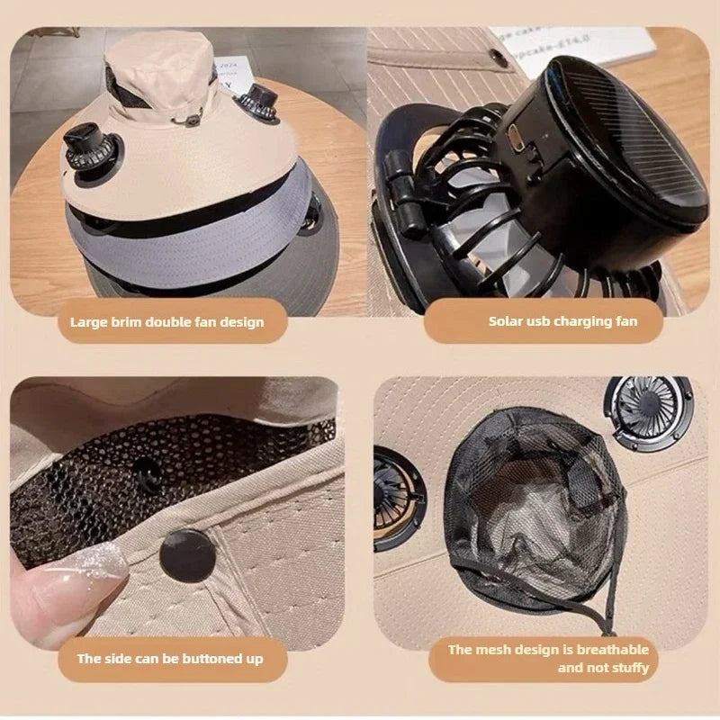 Solar Fan Sun Hat  Wide Brim Cooling Technology - Product detail 5
