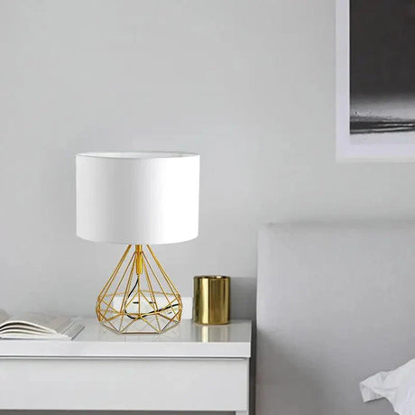 Geometric Table Lamp  Gold Metal Base with Cream Shade - Product detail 6