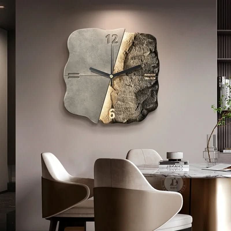 Modern Wall Clock  3D Relief Stone Texture Design - Detailed view